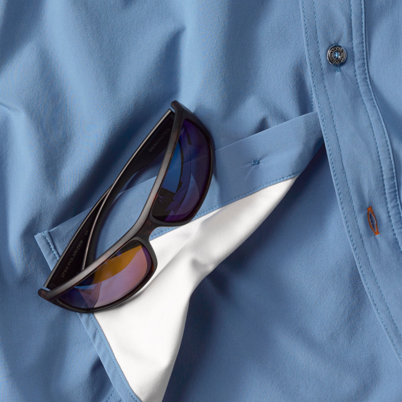 Sun Defense Long-Sleeved Woven Shirt - RIVER BLUE image number 1