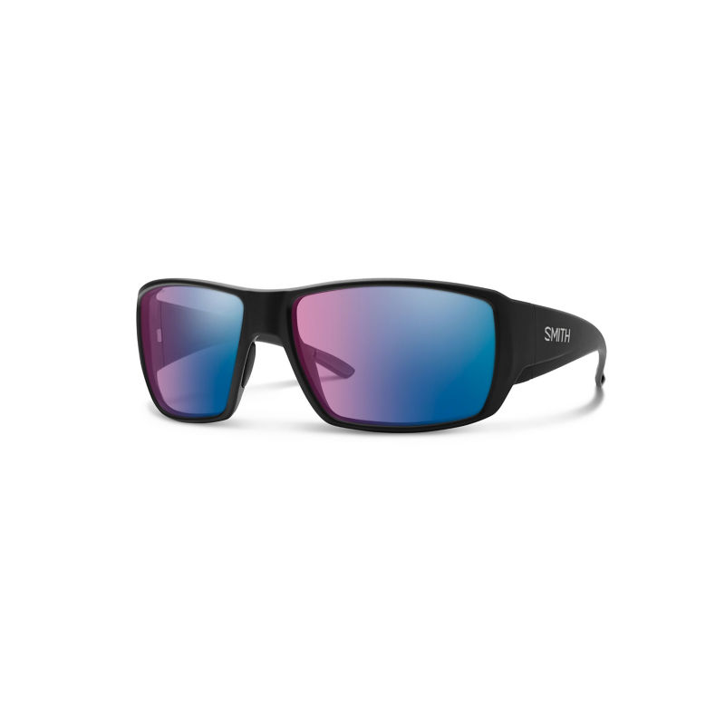 Smith Guide&rsquo;s Choice Polarized Sunglasses - MATTE BLACK FRAME POLARCHROMIC ROSE BLUE MIRROR