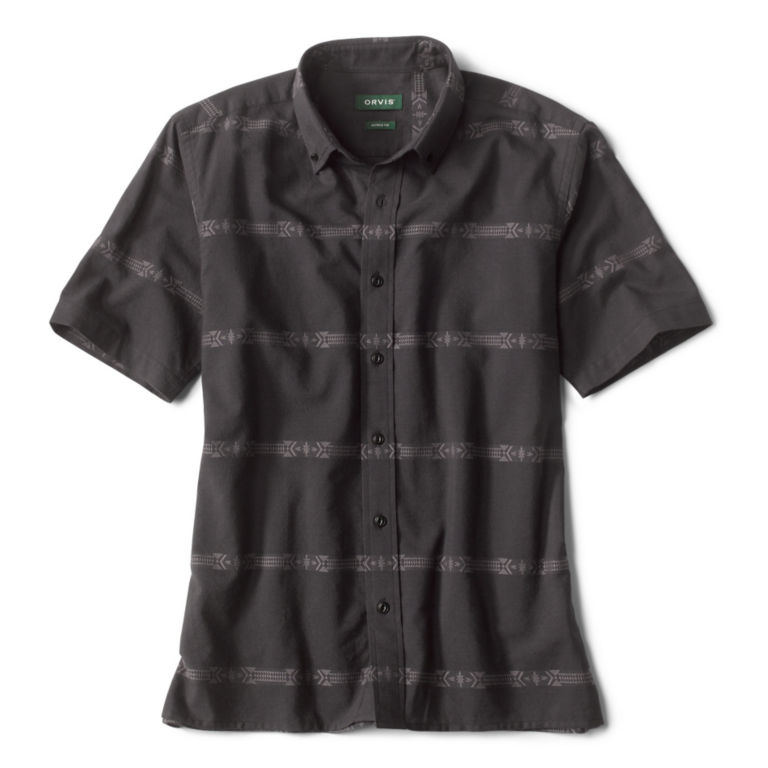 Dobby Striped Short-Sleeved Shirt - BLACK image number 0