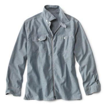 Chambray Zip Long-Sleeved Shirt Jacket - 
