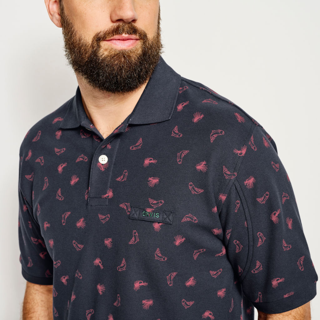 The Orvis Signature Polo Shirt - NAVY TROUT/FLY image number 4