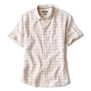 Performance Linen Plaid Short-Sleeved Shirt - WHITE