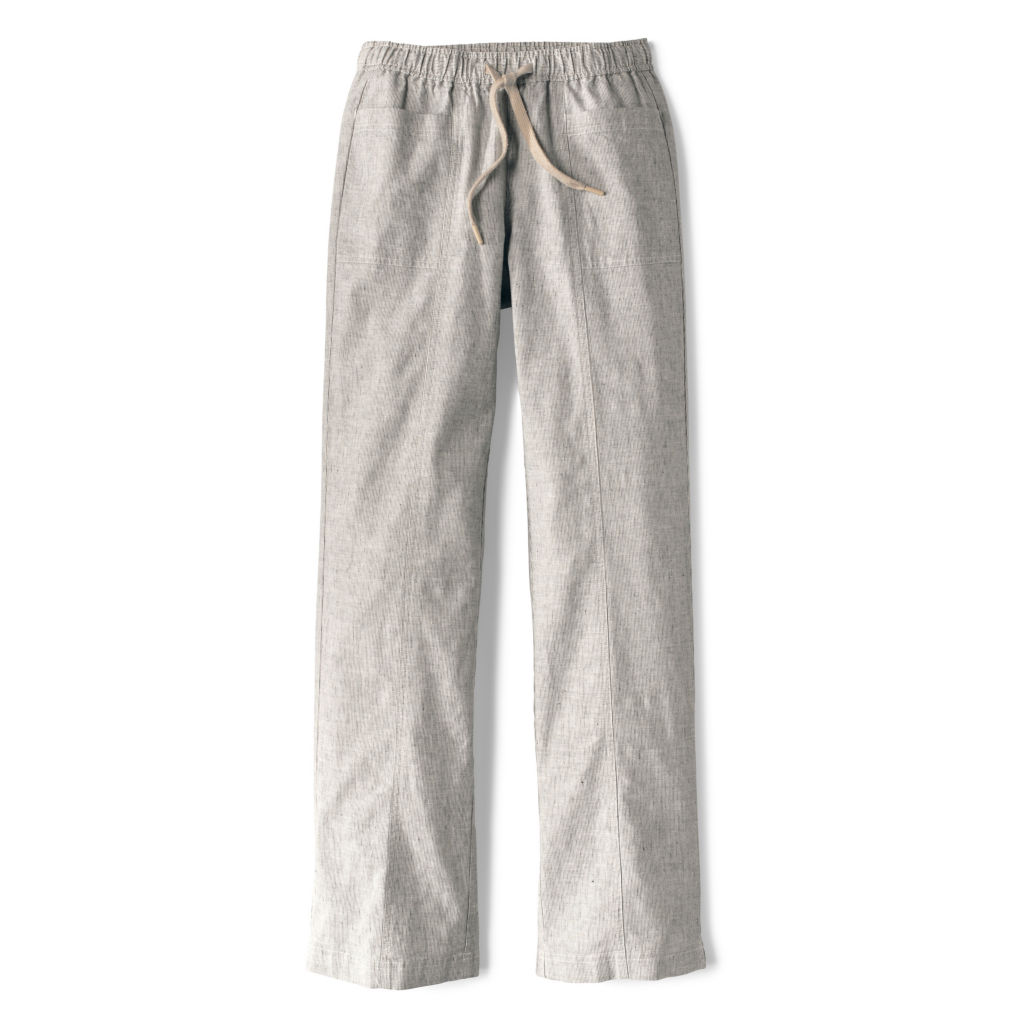 Performance Linen Relaxed Fit Wide-Leg Pants - INDIGO NATURAL STRIPE image number 0