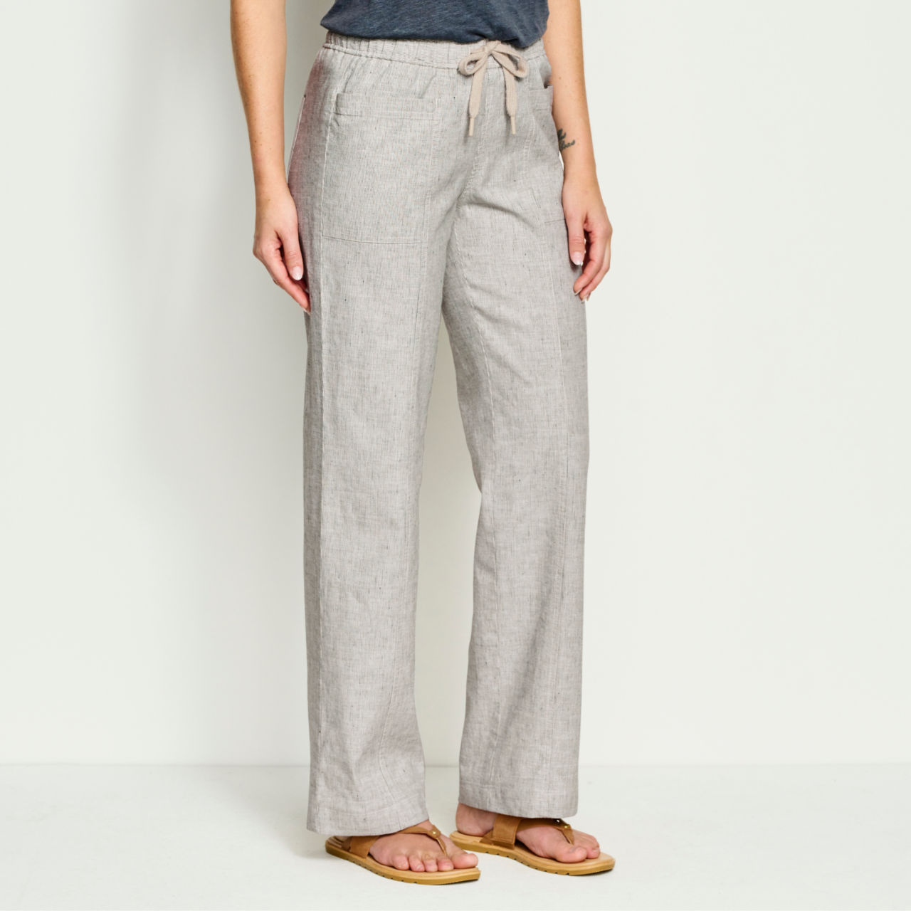 Performance Linen Relaxed Fit Wide-Leg Pants -  image number 1