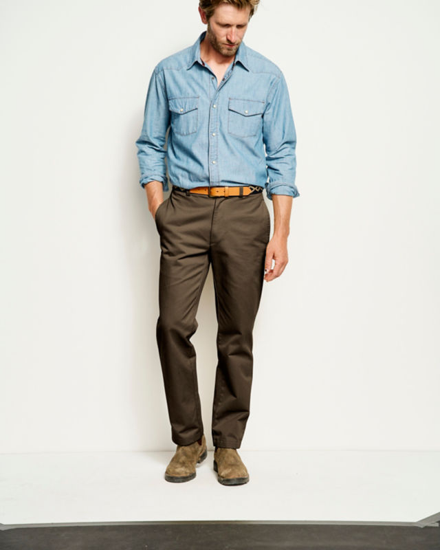 Ultimate Khakis Plain Front Pants - OLIVE image number 1