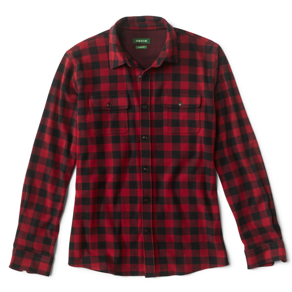 Snowy River Brushed Knit Long-Sleeved Shirt - RED/BLACK BUFFALO PLAID image number 0
