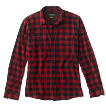 Snowy River Brushed Knit Long-Sleeved Shirt - RED/BLACK BUFFALO PLAID