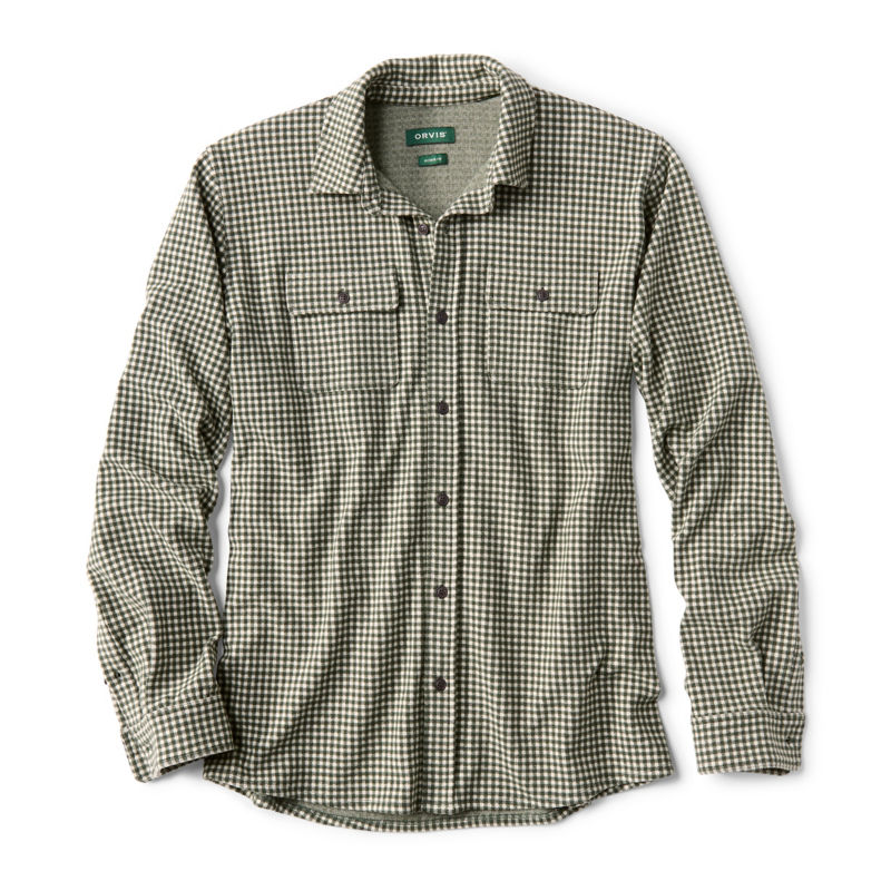 Snowy River Brushed Knit Long-Sleeve Shirt - DARK PINE/ECRU