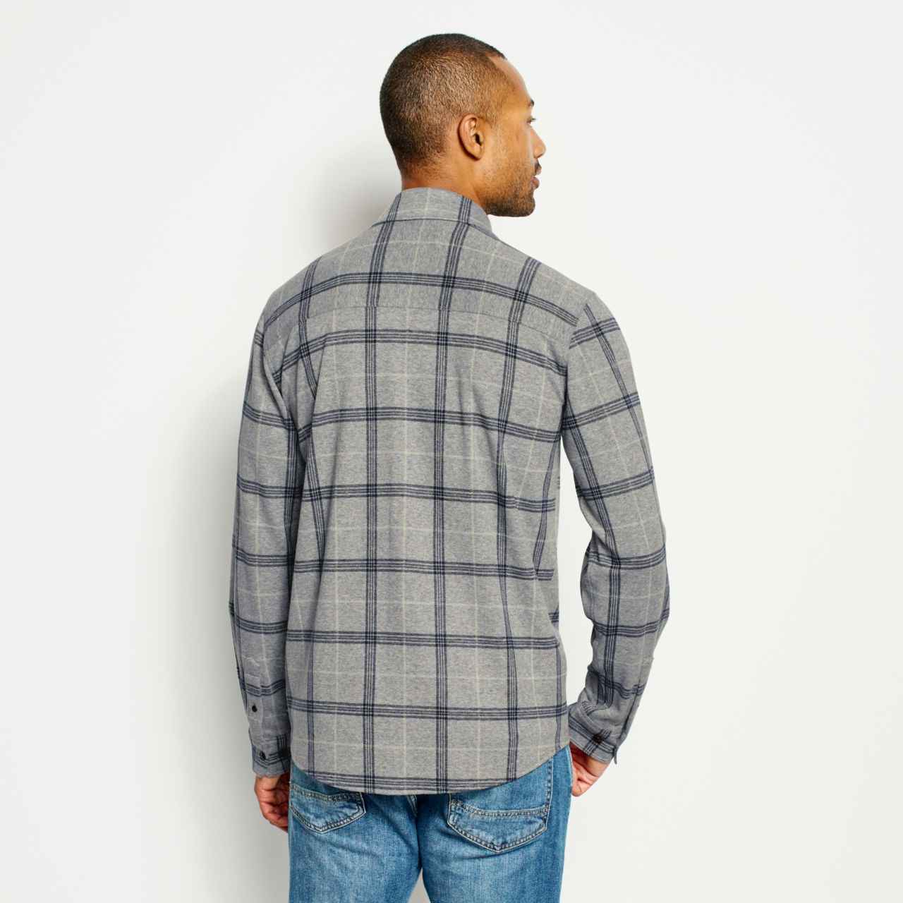 Snowy River Brushed Knit Long-Sleeved Shirt - NAVY PLAID image number 3