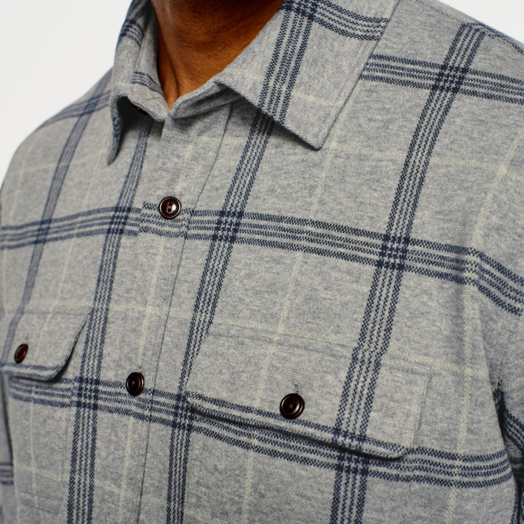 Snowy River Brushed Knit Long-Sleeved Shirt - NAVY PLAID image number 4