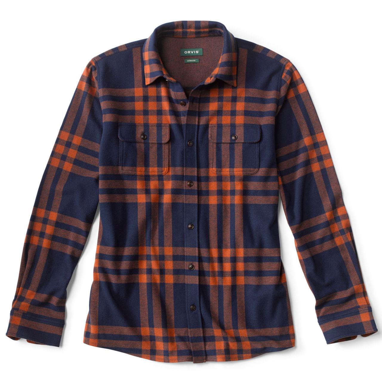Snowy River Brushed Knit Long-Sleeved Shirt - NAVY PLAID image number 0