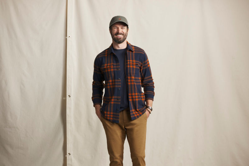 Snowy River Brushed Knit Long-Sleeve Shirt - NAVY PLAID