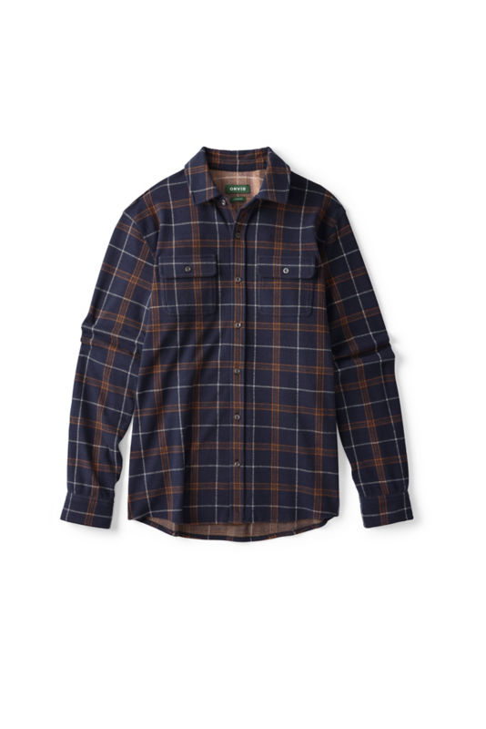 Snowy River Brushed Knit Long-Sleeve Shirt - TRUE NAVY/GINGER