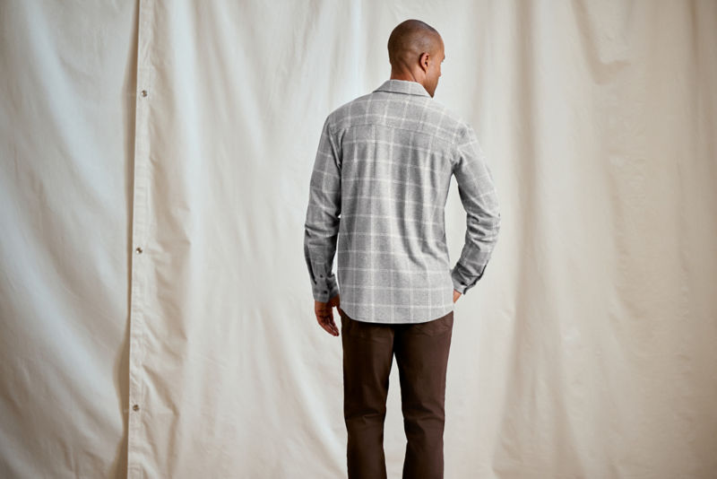 Snowy River Brushed Knit Long-Sleeve Shirt - GRAY WINDOWPANE image number 4