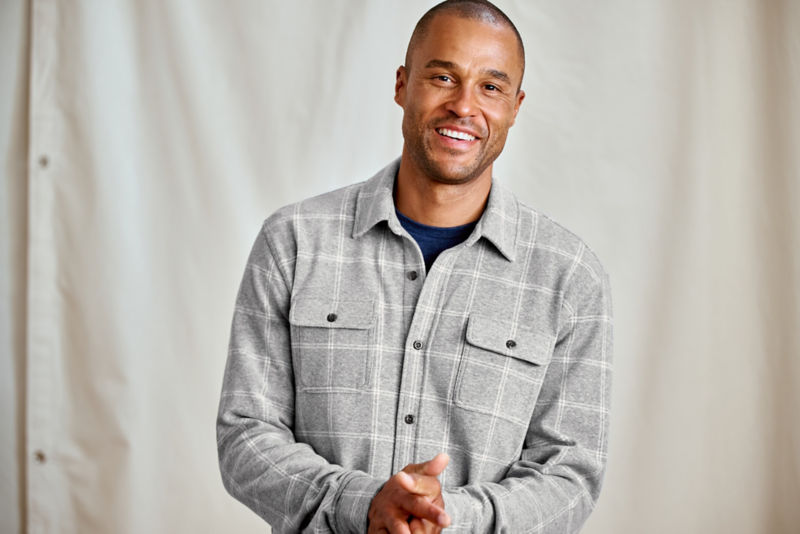 Snowy River Brushed Knit Long-Sleeve Shirt - GRAY WINDOWPANE image number 1