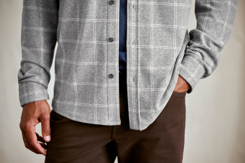 Snowy River Brushed Knit Long-Sleeve Shirt - GRAY WINDOWPANE image number 2