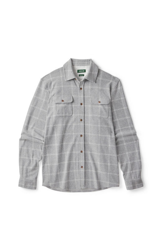 Snowy River Brushed Knit Long-Sleeve Shirt - GRAY WINDOWPANE image number 5