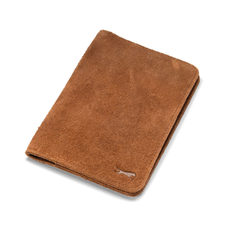 Goat Suede Passport Wallet - CAMEL