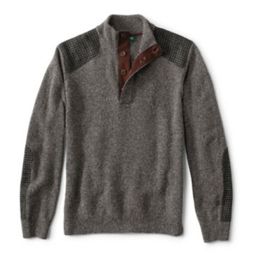 Tweed Button Mockneck Sweater - MEDIUM GREY