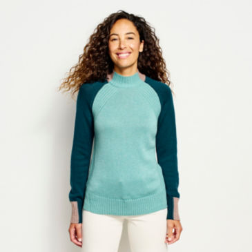 Anywear Mockneck Colorblock Sweater - MINERAL BLUE