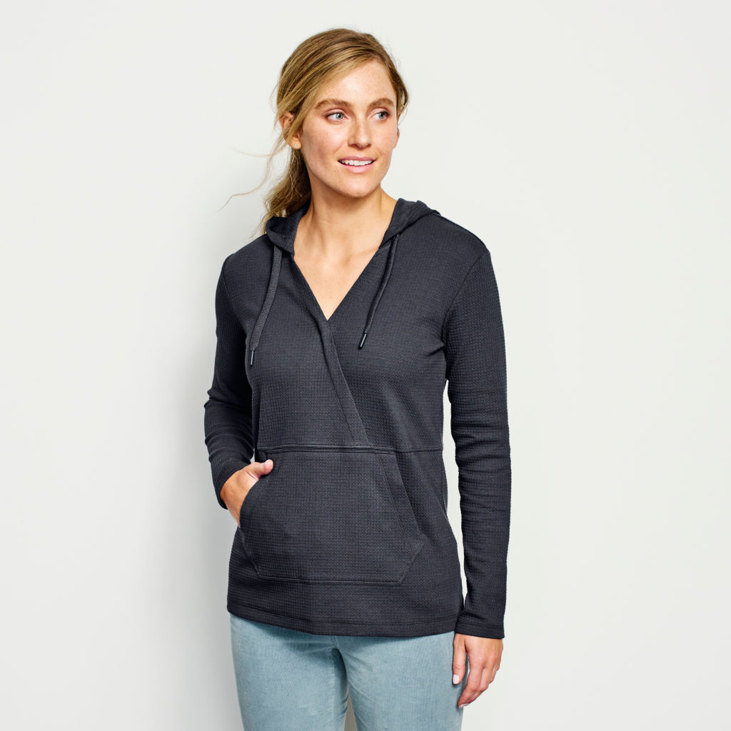 Lived-In Waffle Hooded Wrap Sweatshirt - CARBON image number 1