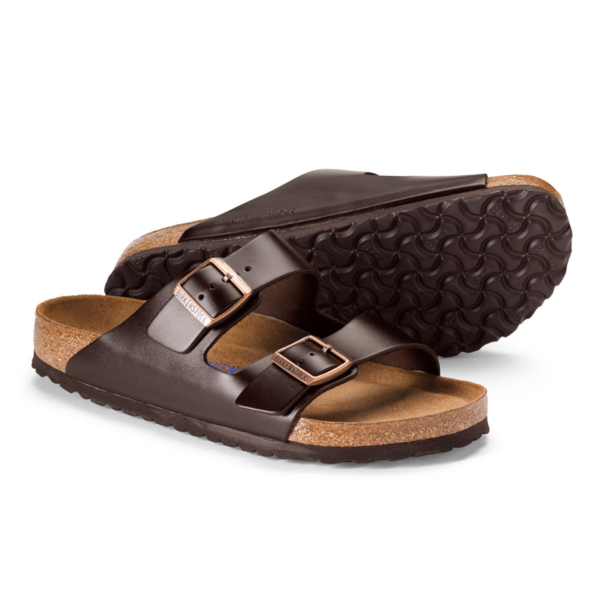 Birkenstock® Arizona Soft Footbed Leather Sandals - BROWNimage number 0
