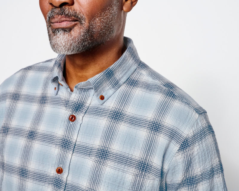 Crushed Herringbone Shirt - BLUE LAGOON image number 6