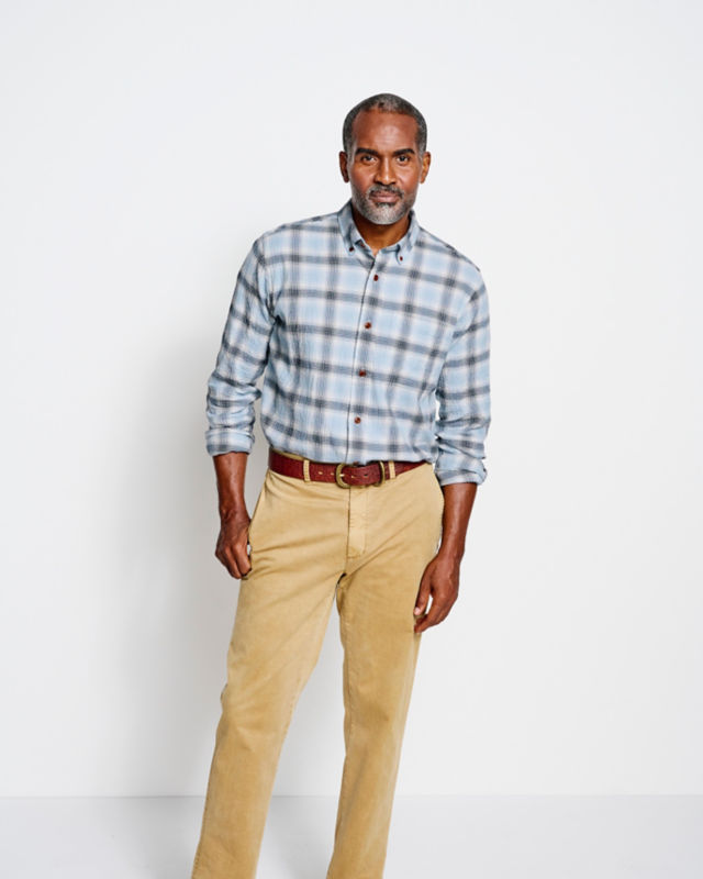 Crushed Herringbone Shirt - BLUE LAGOON image number 5