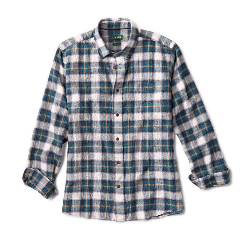 Crushed Herringbone Shirt - BLUE LAGOON