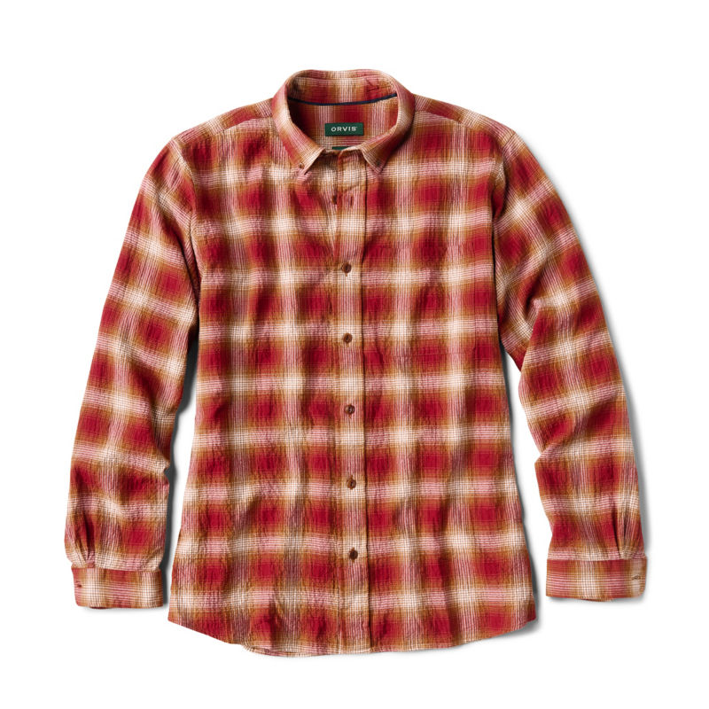 Crushed Herringbone Shirt - CRIMSON