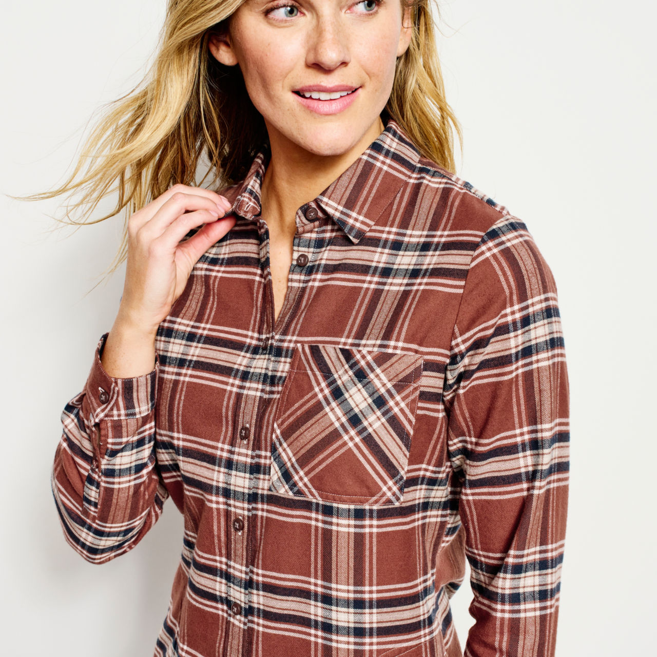 Lodge Flannel Shirt Dress - VANILLA image number 4