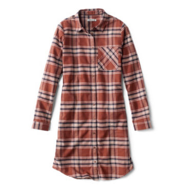 Lodge Flannel Shirt Dress - REDWOOD