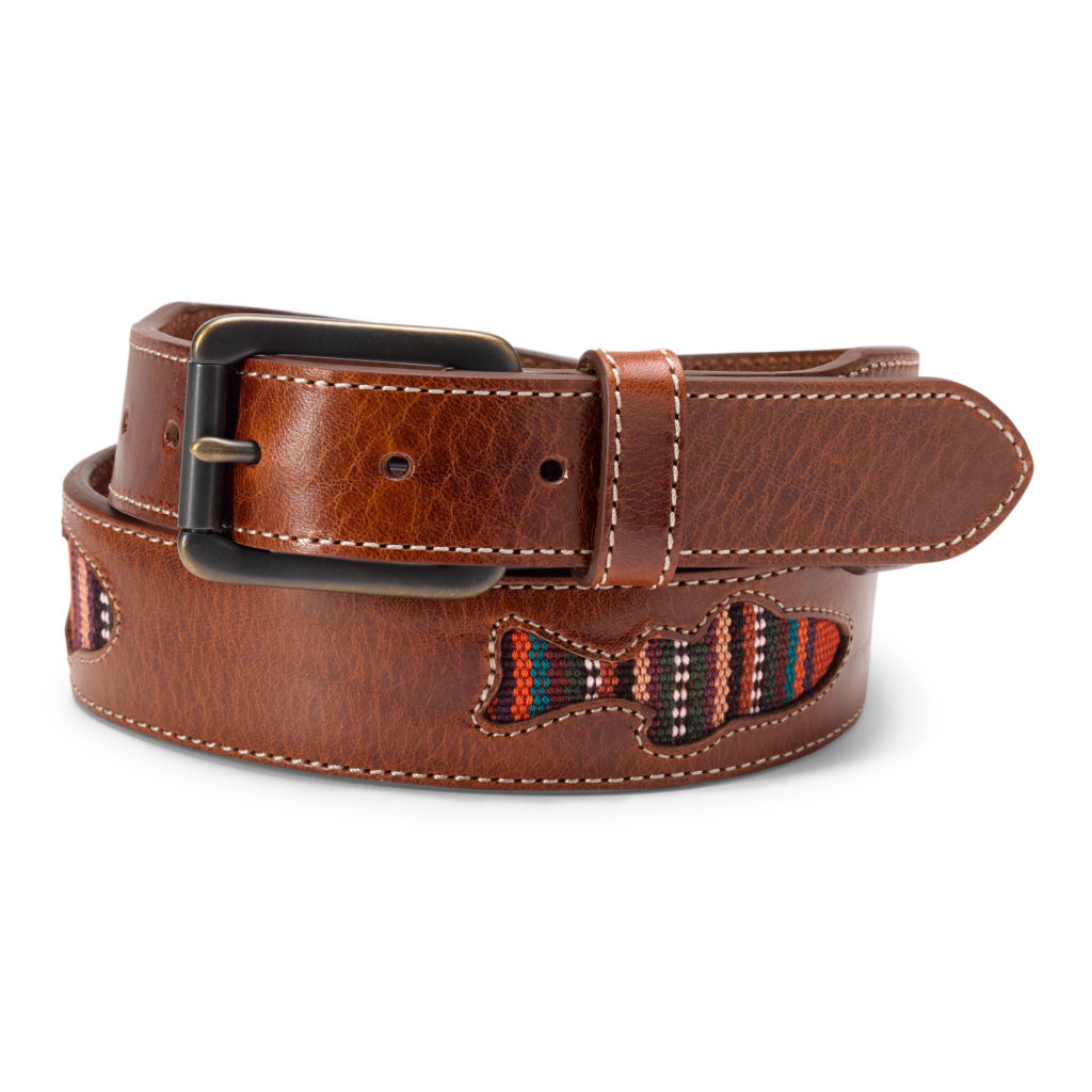 Cutout Fish Leather Belt - BROWN image number 0