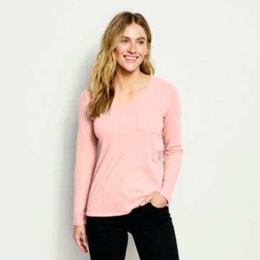 Canyon V-Neck Long-Sleeved Tee - PALE CLAY
