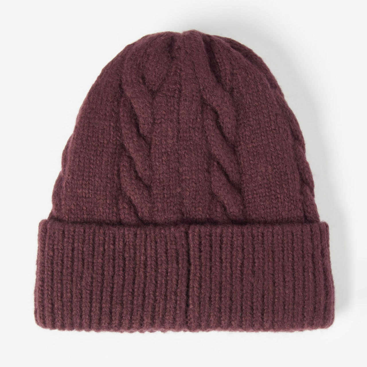 Barbour® Meadow Cable Beanie - BLACK CHERRY image number 1