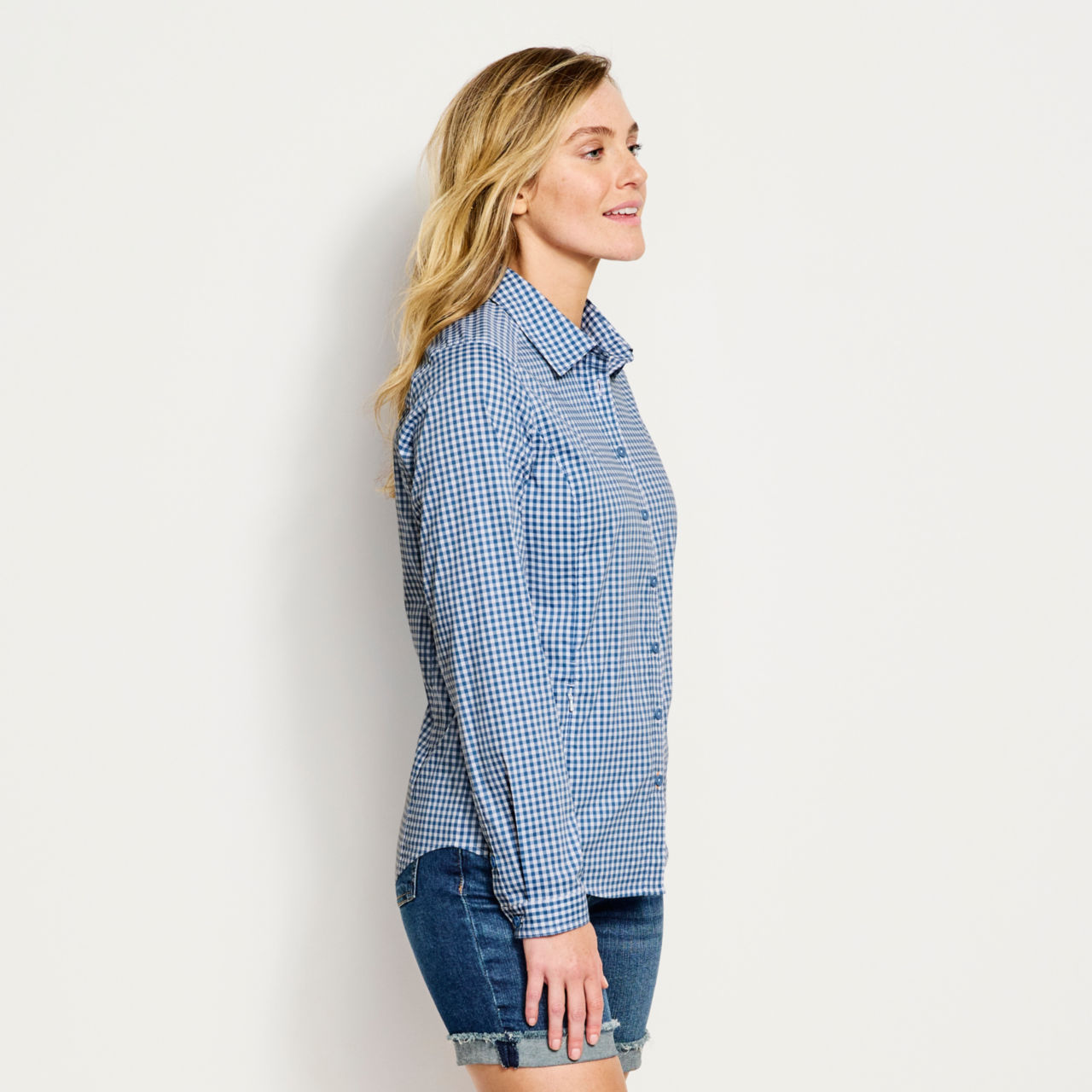 Women's River Guide Long-Sleeved Shirt - DUSTY BLUE CHECK image number 1