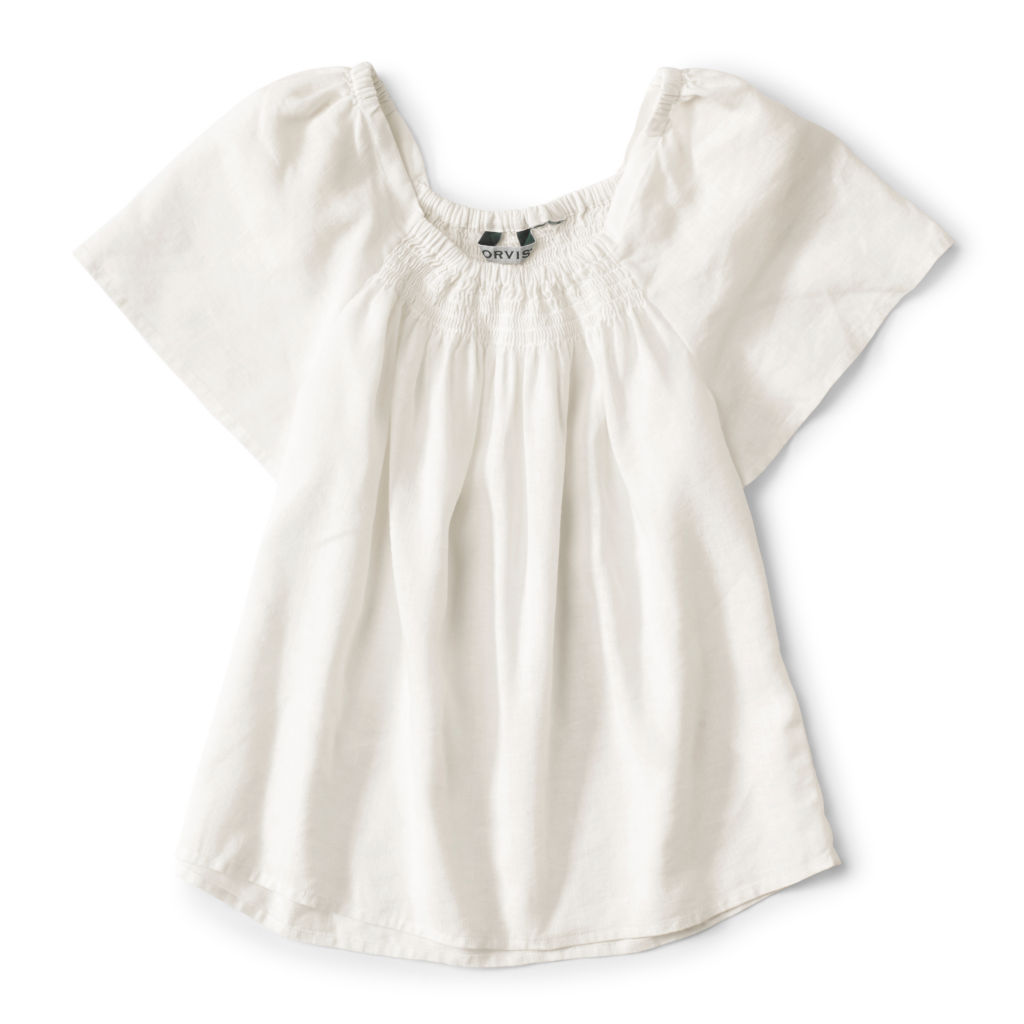 Performance Linen Square-Neck Short-Sleeved Top - WHITE image number 2