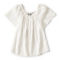Performance Linen Square-Neck Short-Sleeved Top - WHITE image number 2