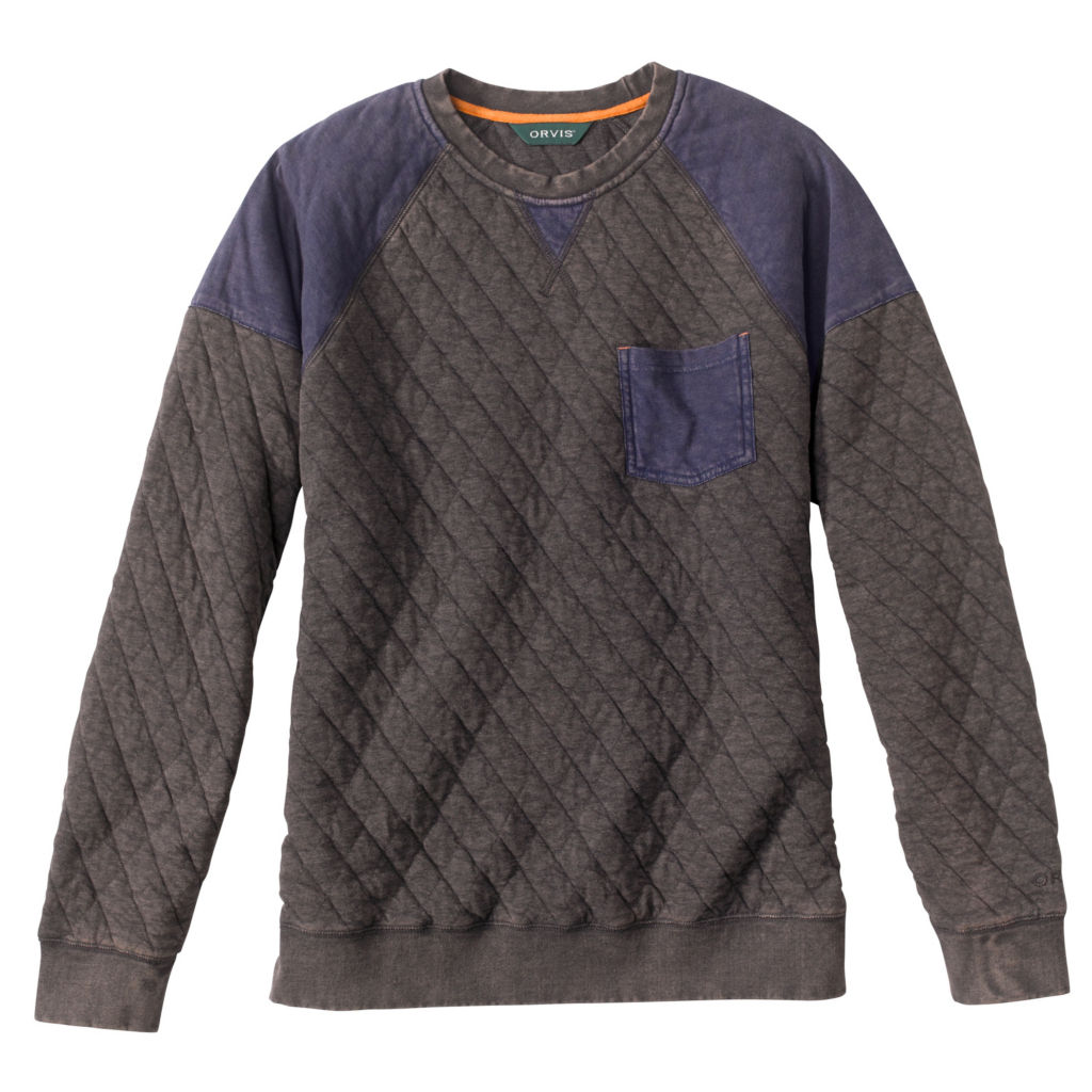 Washed Quilted Colorblock Crewneck Sweatshirt - MEDIUM GRAY image number 0