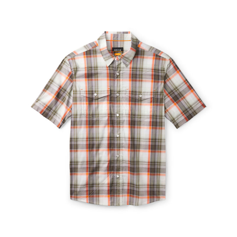 Men&rsquo;s River Guide Printed Short-Sleeve Western Shirt 2.0 - ROSEMARY/APRICOT PLAID image number 6