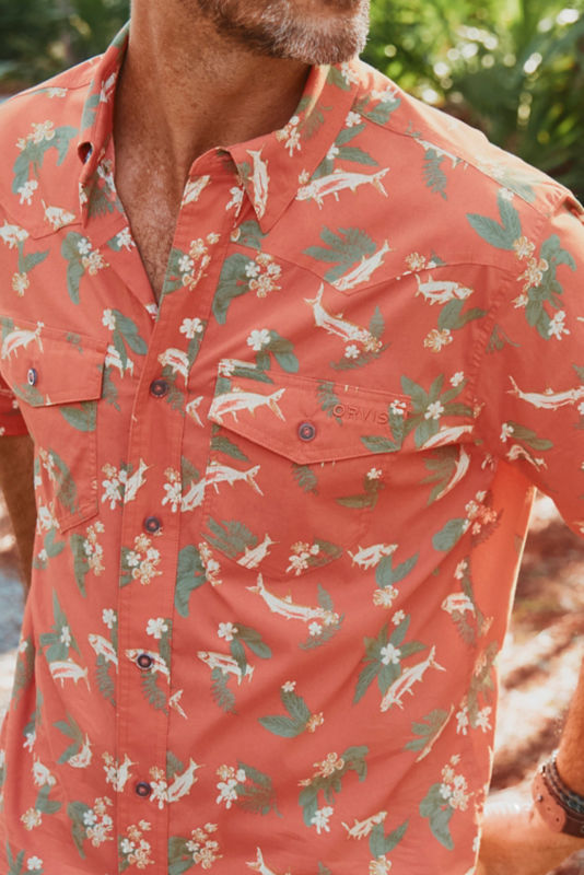 Men's River Guide Printed Short-Sleeve Western Shirt 2.0 - PAPAYA TARPON image number 1