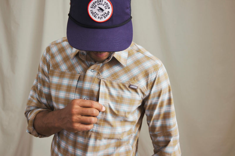 Men&rsquo;s PRO Stretch Long-Sleeve Shirt - KHAKI/PEWTER BLUE PLAID image number 1