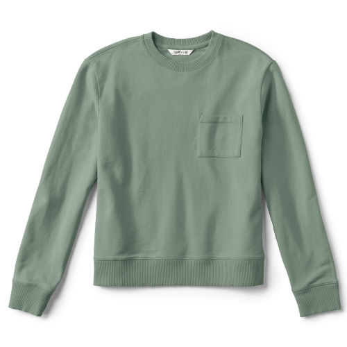 A light green colored sweatshirt.