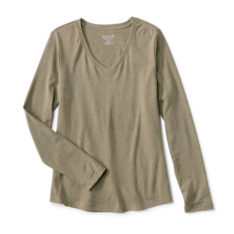 Perfect Relaxed V-Neck Long-Sleeve Tee - LODEN HEATHER