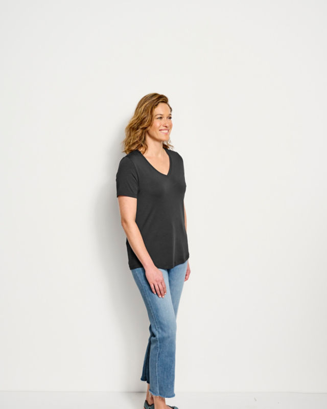 Perfect Relaxed Short-Sleeve V-Neck Tee - NAVY/WHITE STRIPE image number 2