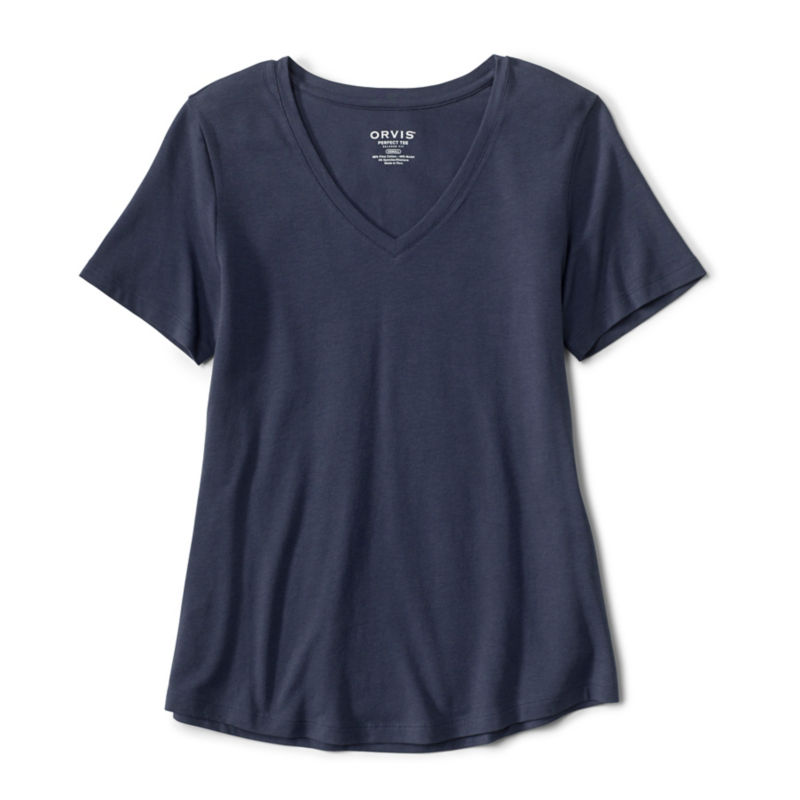 Perfect Relaxed Short-Sleeve V-Neck Tee - TRUE NAVY image number 2