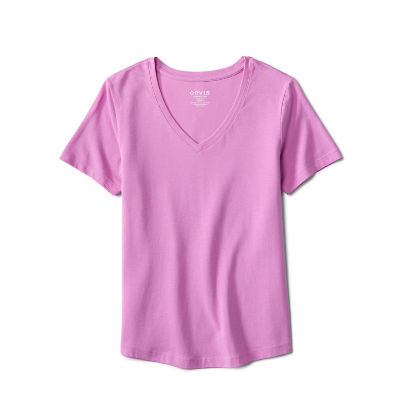 Perfect Relaxed Short-Sleeve V-Neck Tee - BRIGHT LILAC image number 0