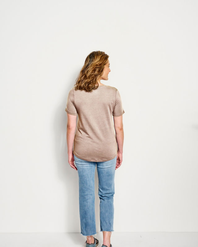 Perfect Relaxed Short-Sleeve V-Neck Tee - OATMEAL HEATHER image number 2