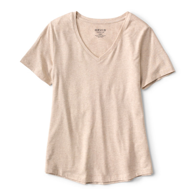 Perfect Relaxed Short-Sleeve V-Neck Tee - OATMEAL HEATHER image number 3