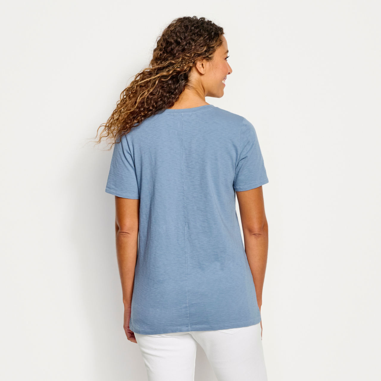 Canyon Garment-Dyed V-Neck Short-Sleeved Tee - DUSTY BLUE image number 3